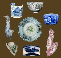 Examples of various kinds of printed underglaze earthenware from the MAC Lab collecions.